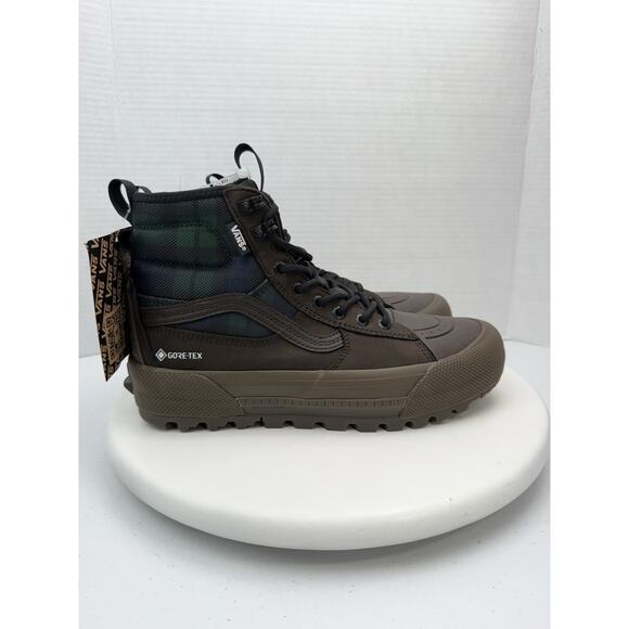 Vans Sk8-Hi GORE-TEX MTE-3 Womens Size 9 Green Plaid Brown Hiking Boots Shoes - Picture 5 of 11